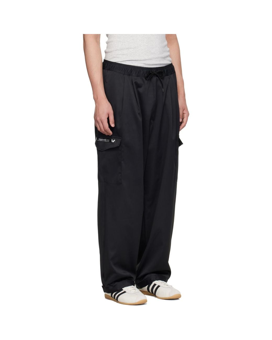 (w)taps Black Drawstring Cargo Pants for men