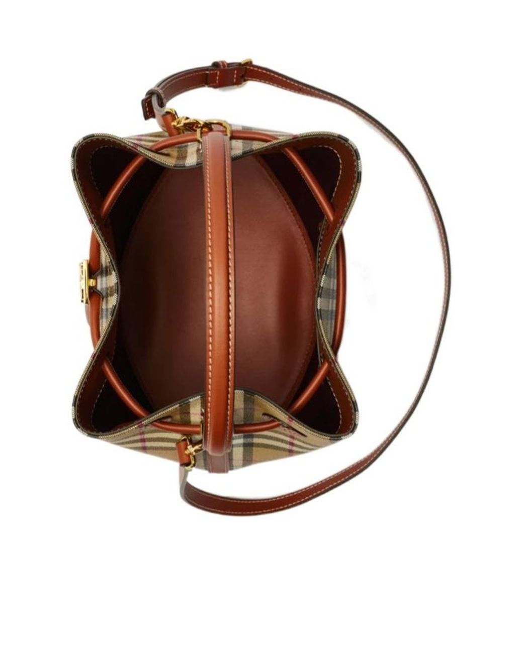 Burberry Natural Small Tb Checked Bucket Bag