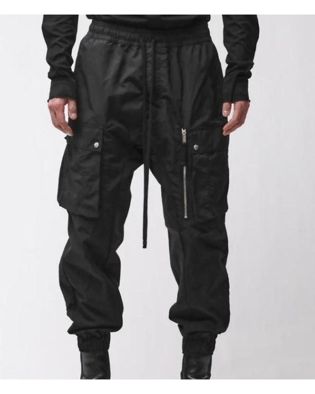 Thom Krom Black Cargo Zip Track Pants for men
