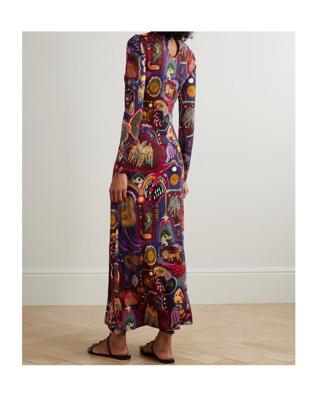 Farm Rio Red Printed Jersey Maxi Dress