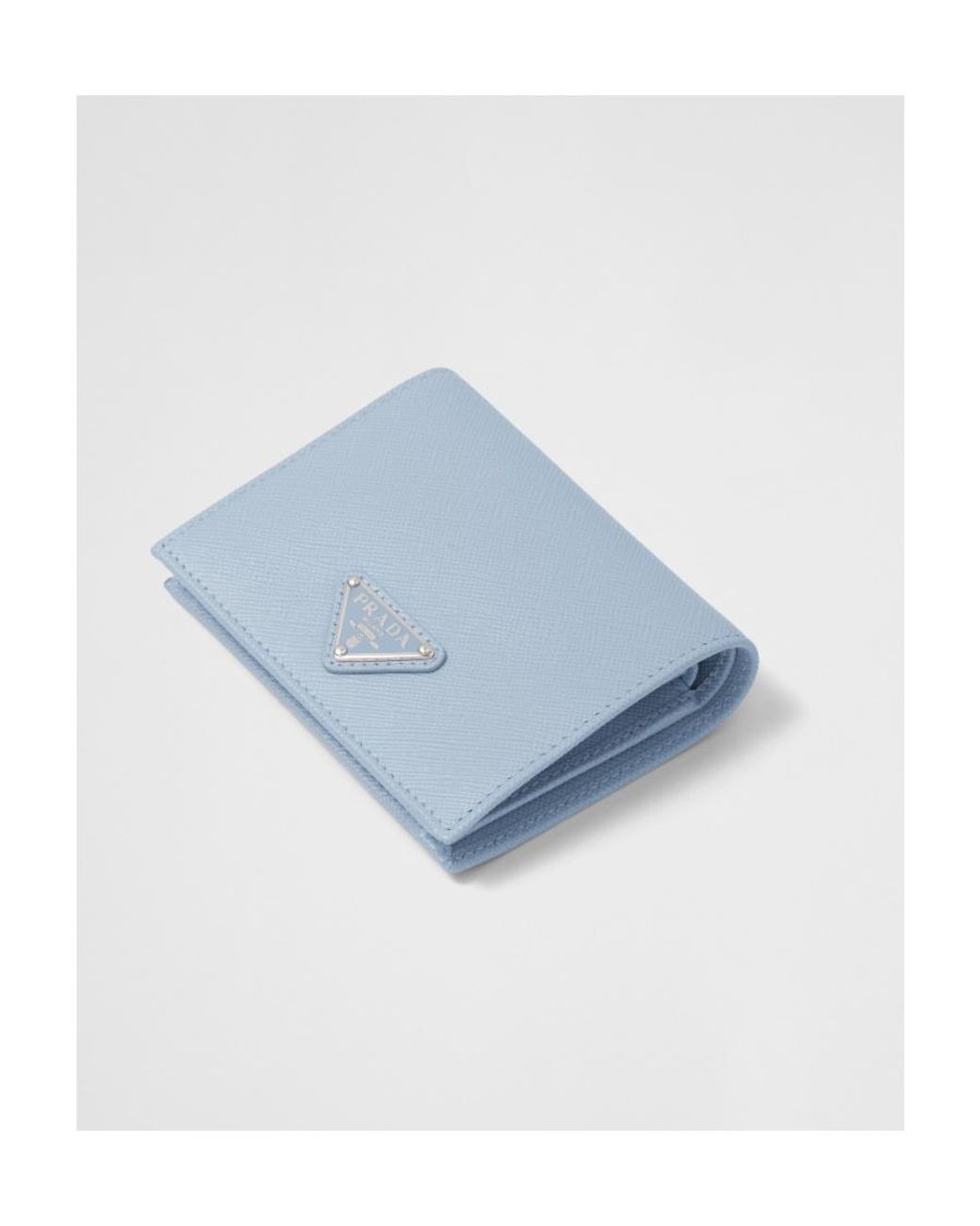 Prada Blue Small Saffiano Leather Wallet