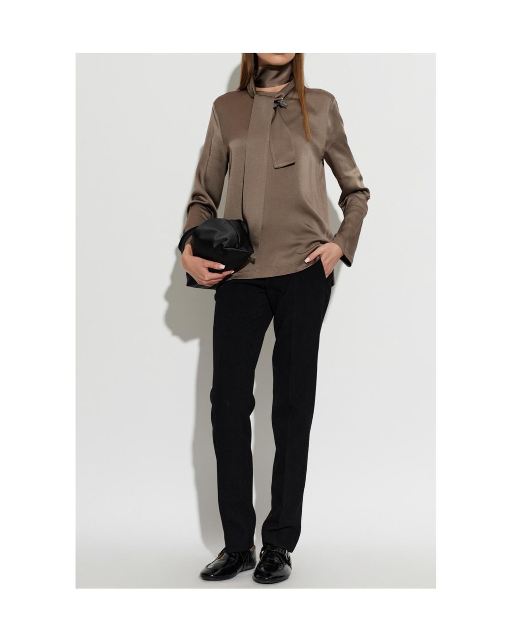 Fabiana Filippi Brown Falcon Scarf Detail Top