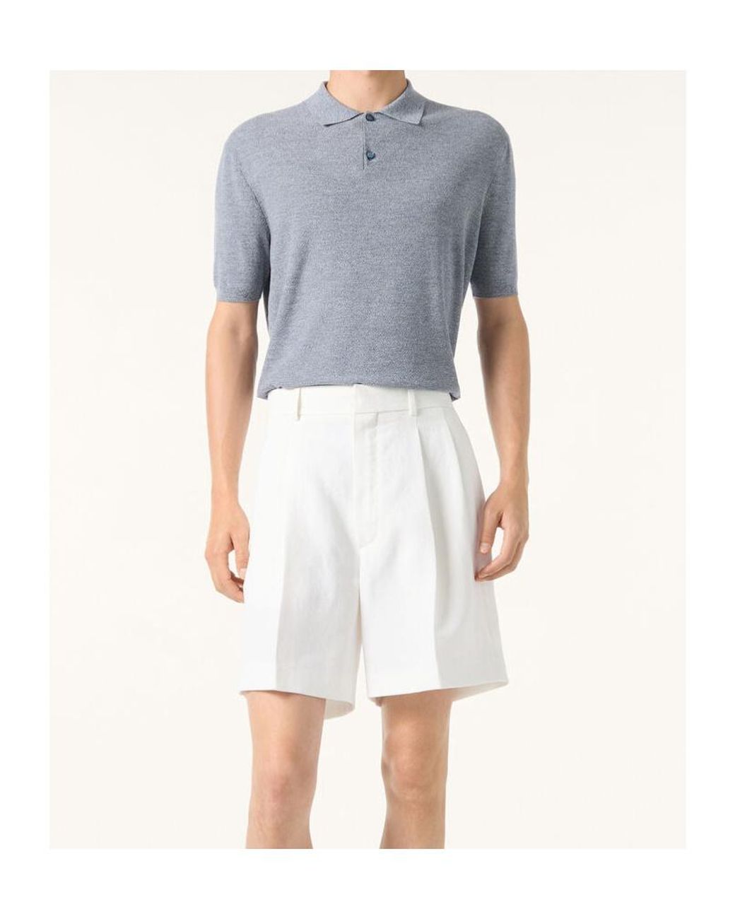 Loro Piana Blue Tartana Polo Shirt for men