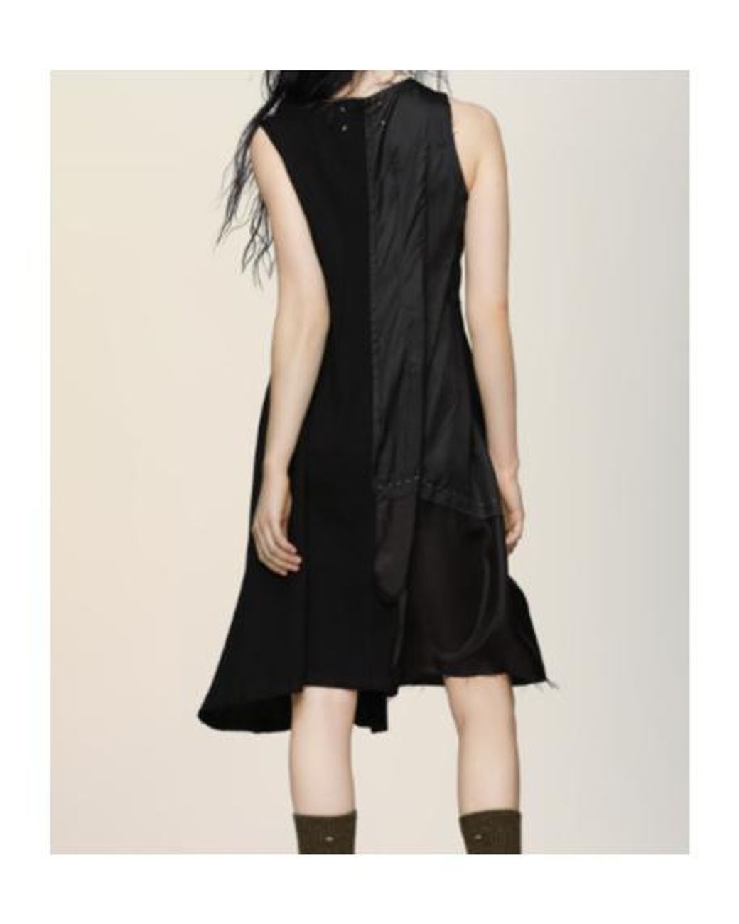 Maison Margiela Black Sleeveless Asymmetric Midi Dress