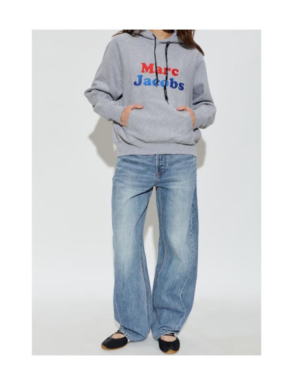 Marc Jacobs Gray Logo Printed Oversized Hoodie