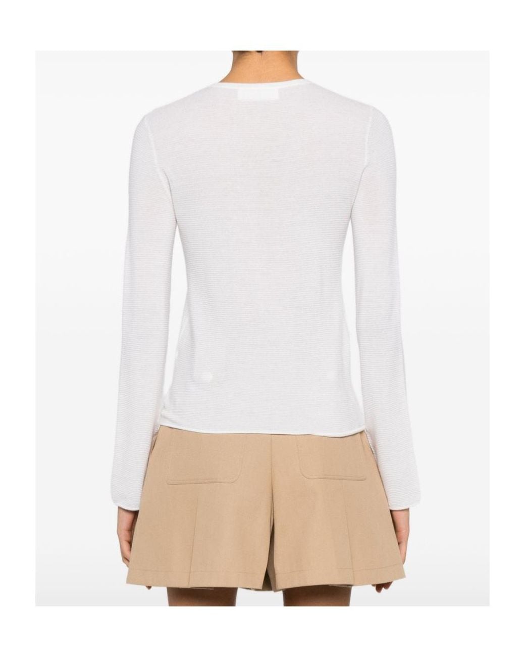 Lisa Yang White Georgie Long-Sleeve Crew-Neck Top