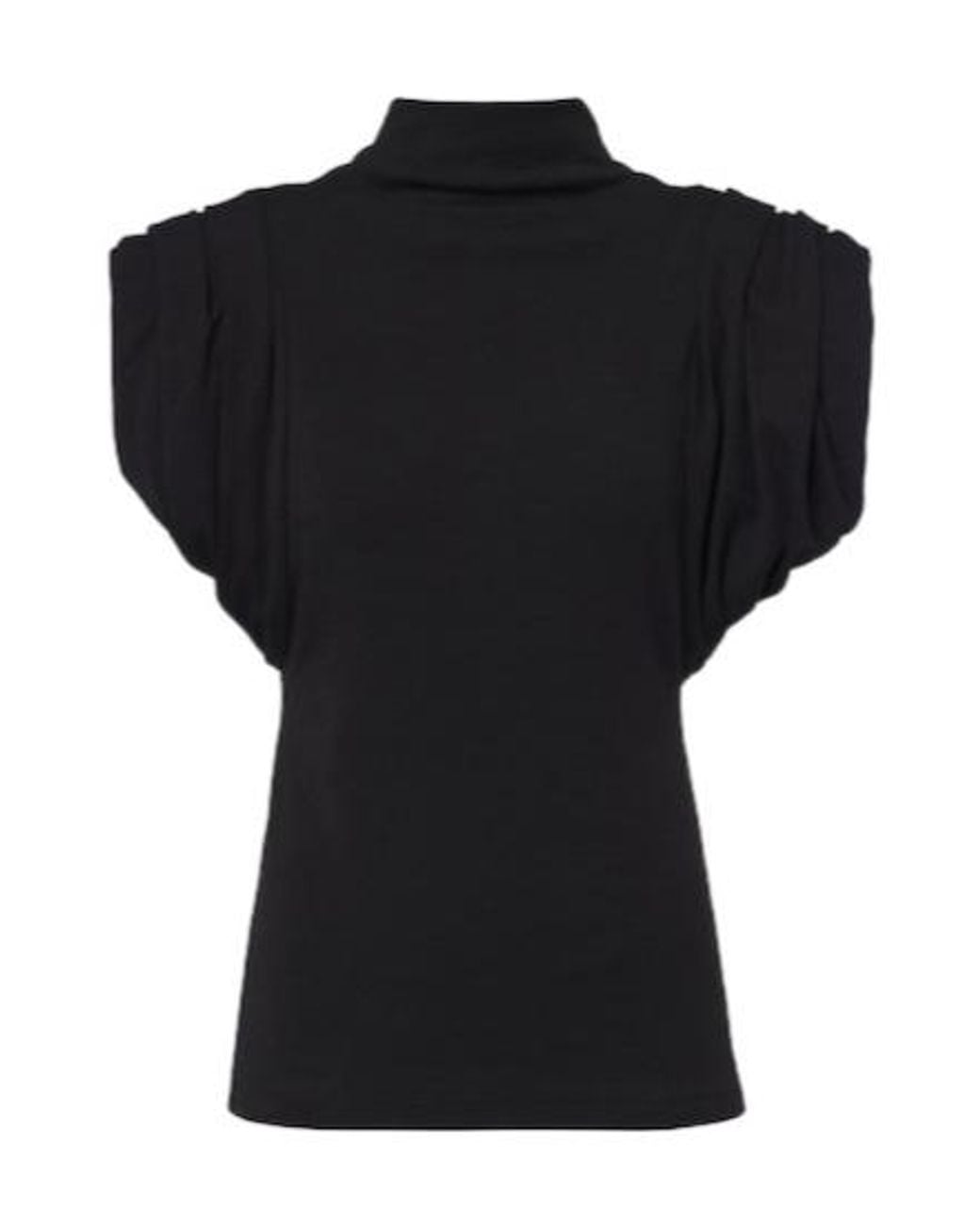 Mugler Black High-Neck Wool-Blend Top