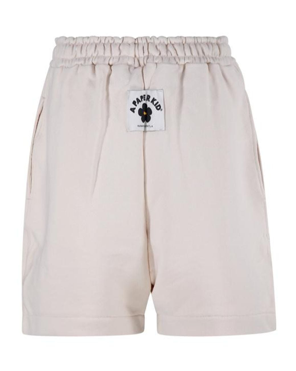 A PAPER KID White Drawstring Casual Shorts for men