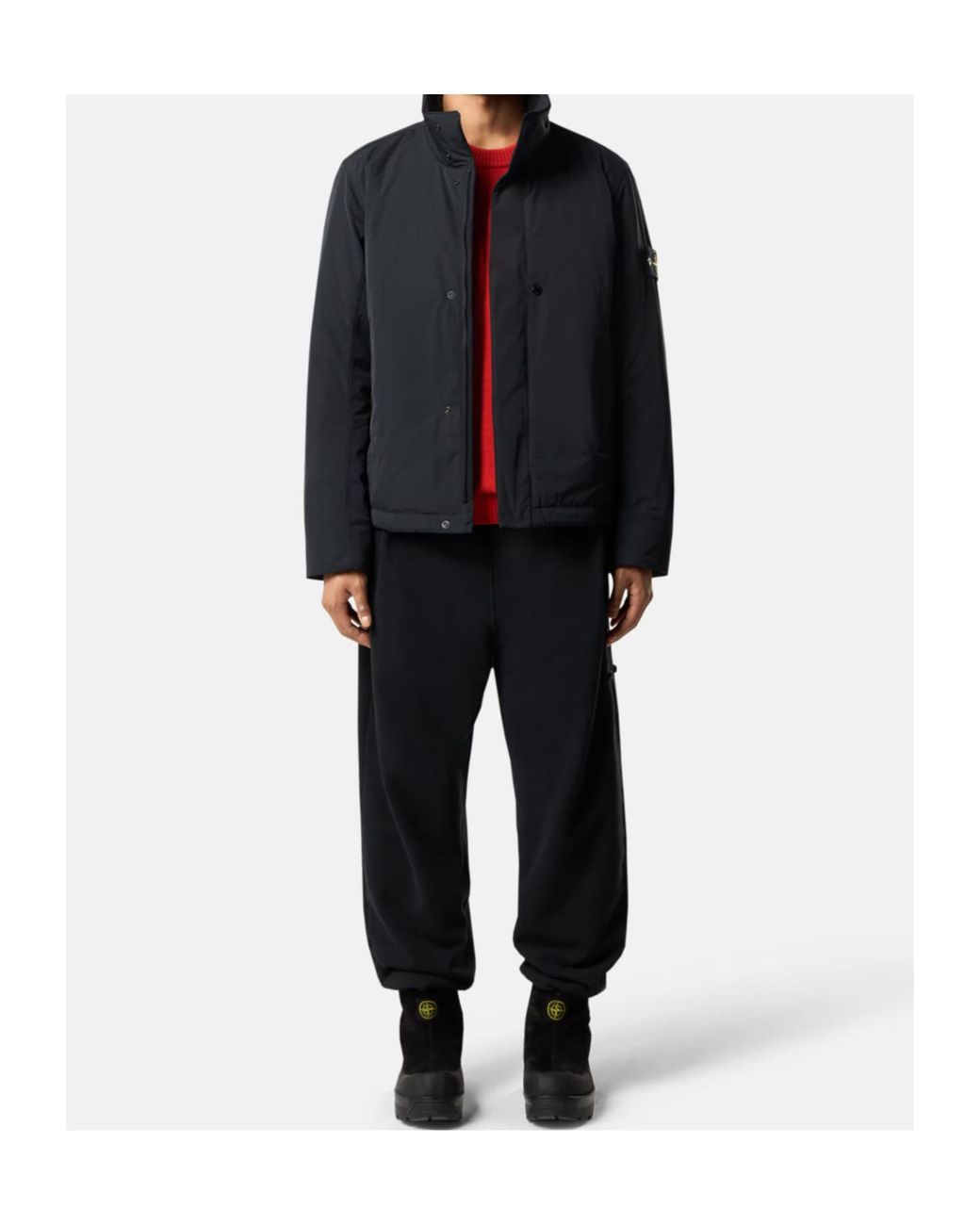 Stone Island Blue Logo Patch High Neck Jacket for men