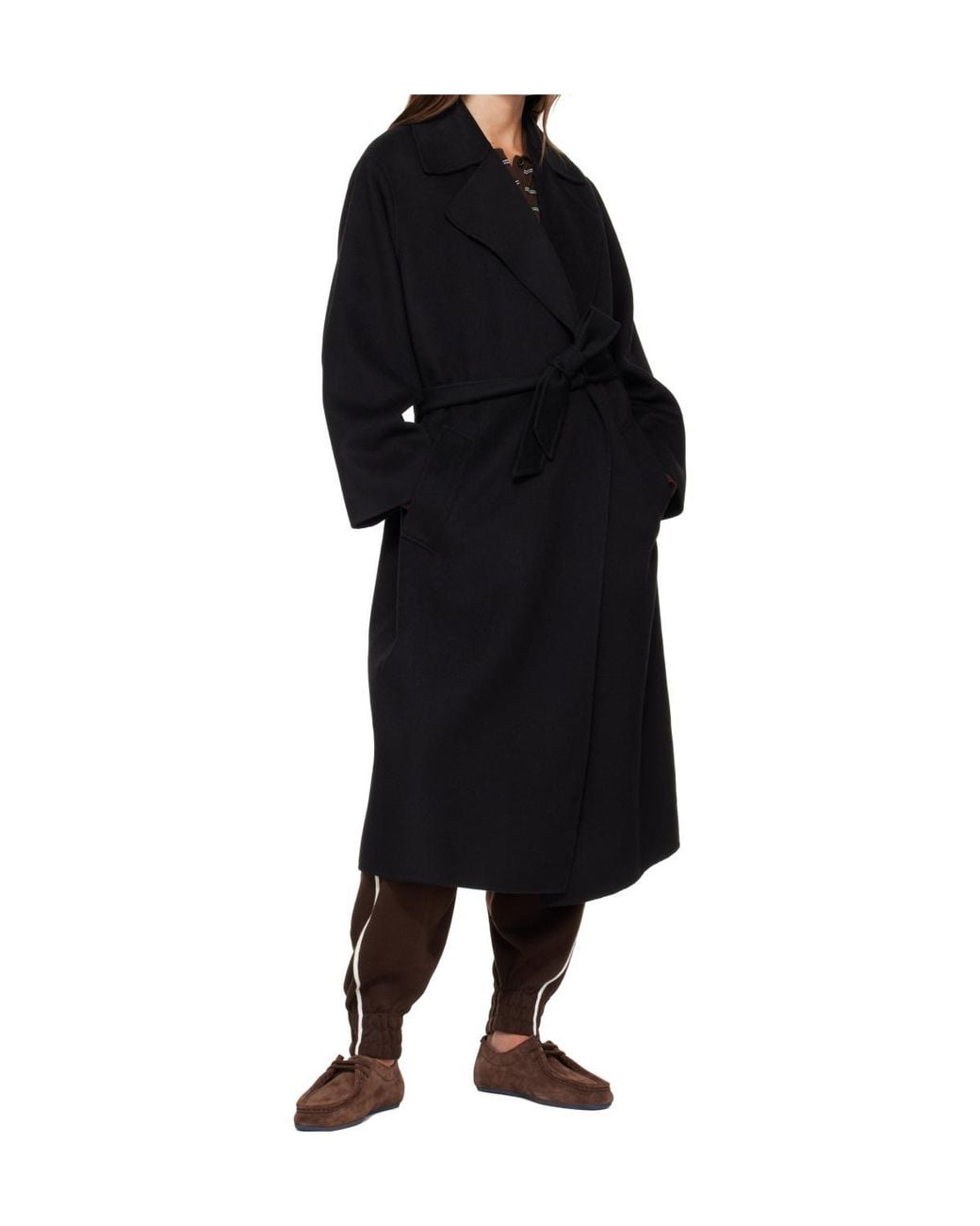 Weekend by Maxmara Black Operoso Belted Long Coat