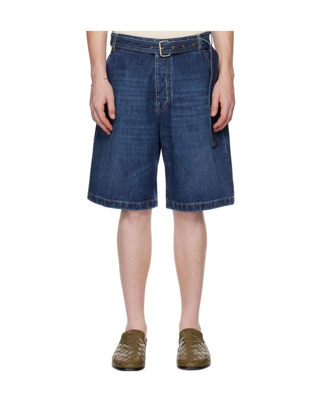 Bottega Veneta Blue Belted Denim Shorts for men