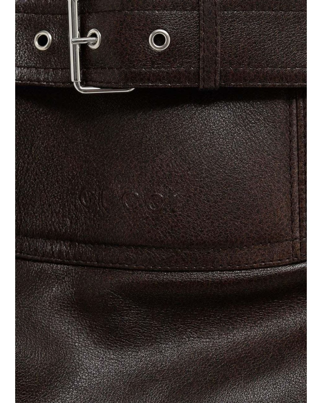 Gucci Black Leather Mini Skirt