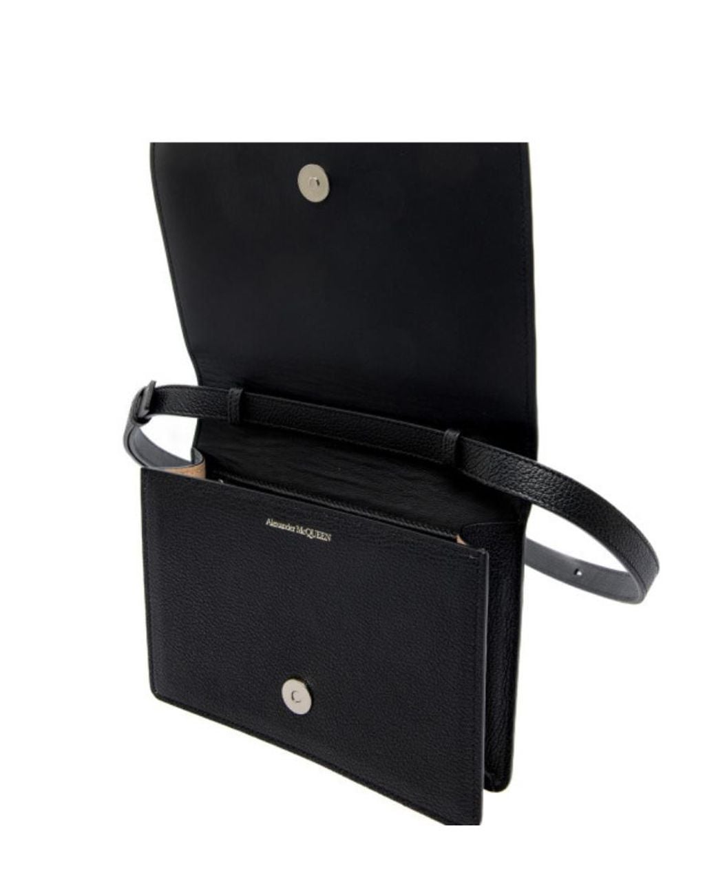 McQueen Black The Four Ring Foldover Shoulder Bag