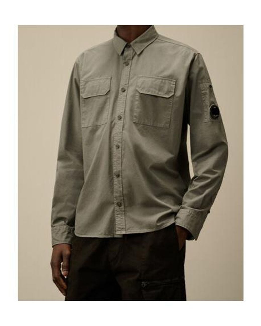 C P Company Green Gabardine Shirt for men