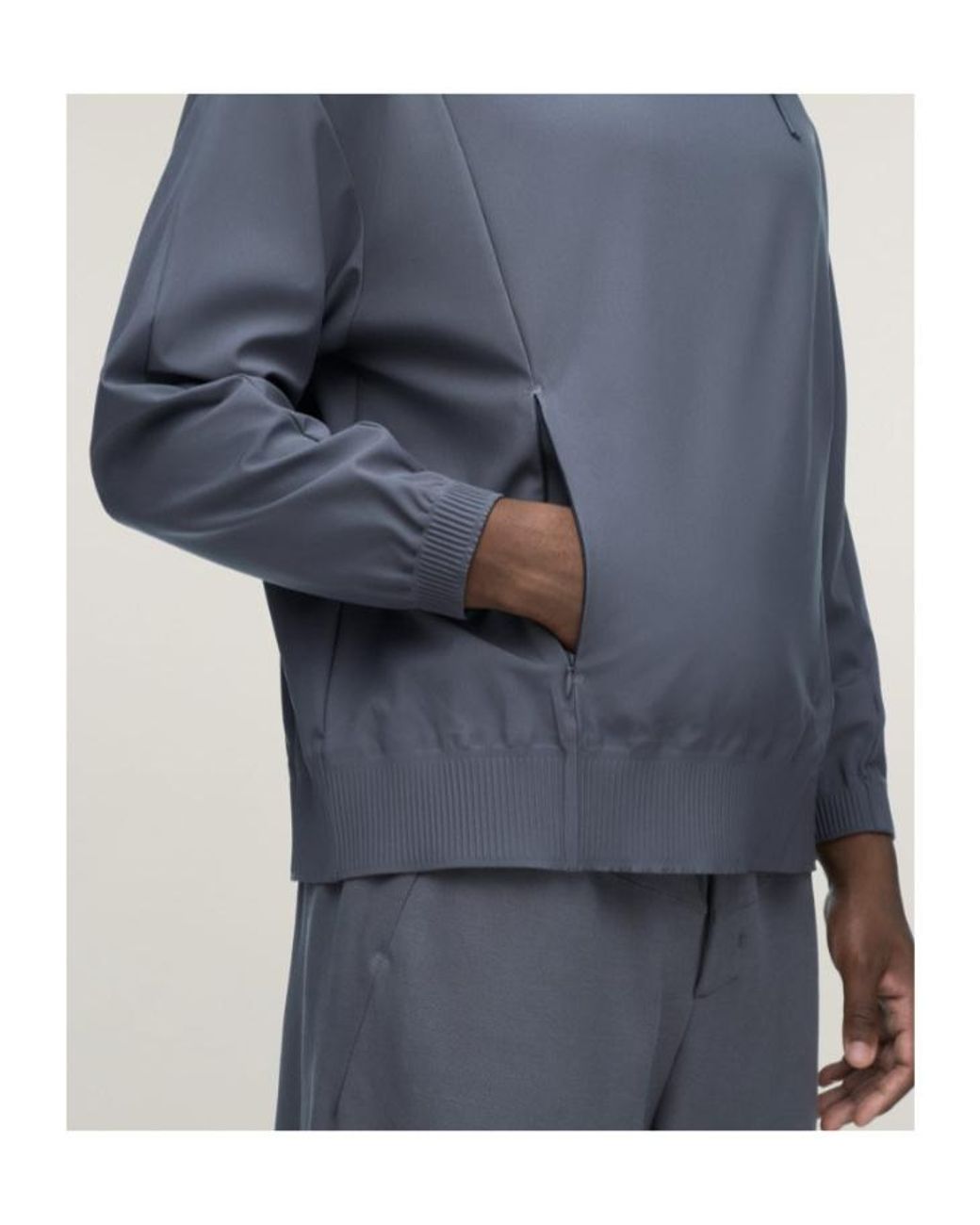 Adidas Blue Asymmetric Zip High Neck Sweatshirt for men