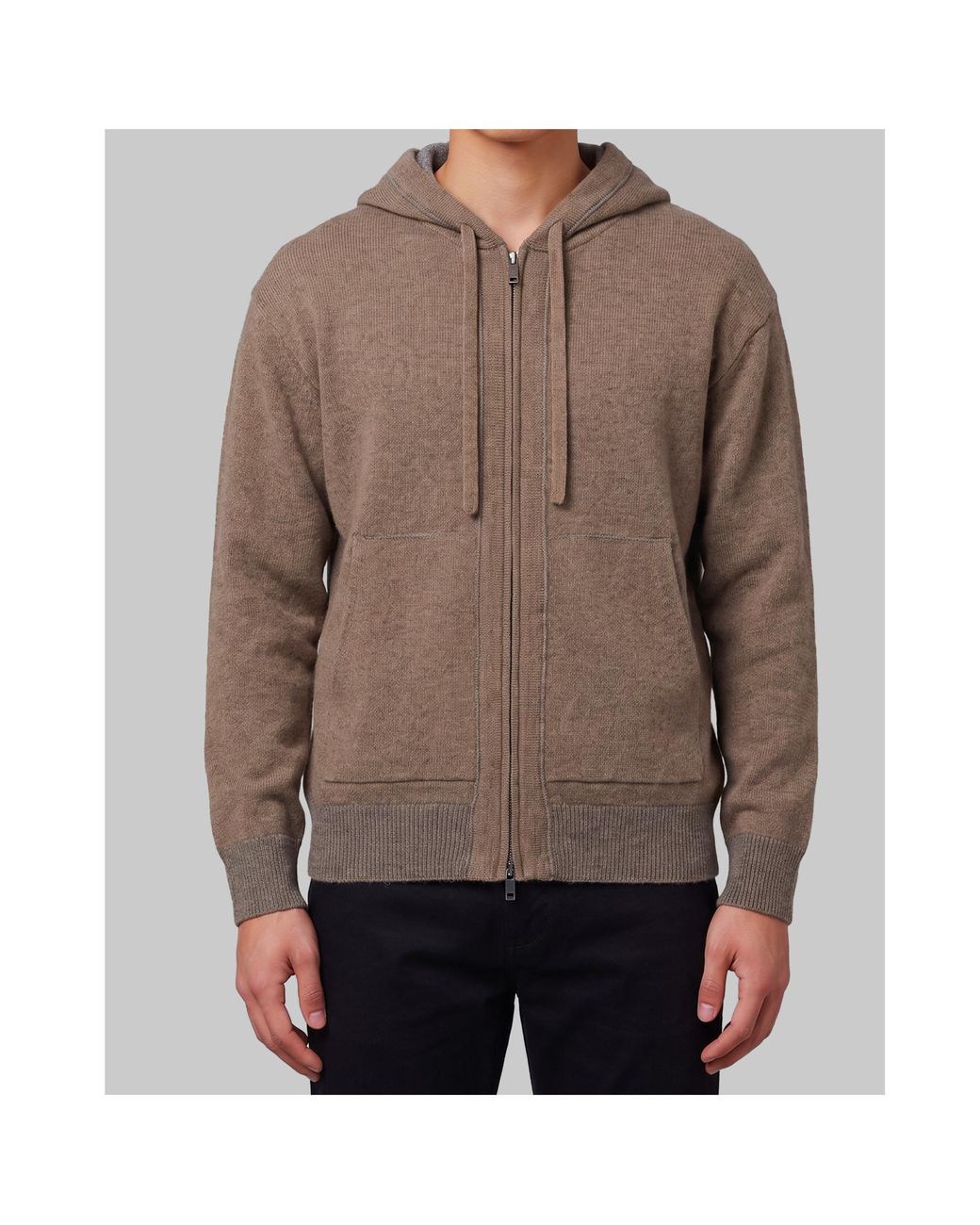 Roberto Collina Brown Zip-Up Hooded Knit Cardigan for men