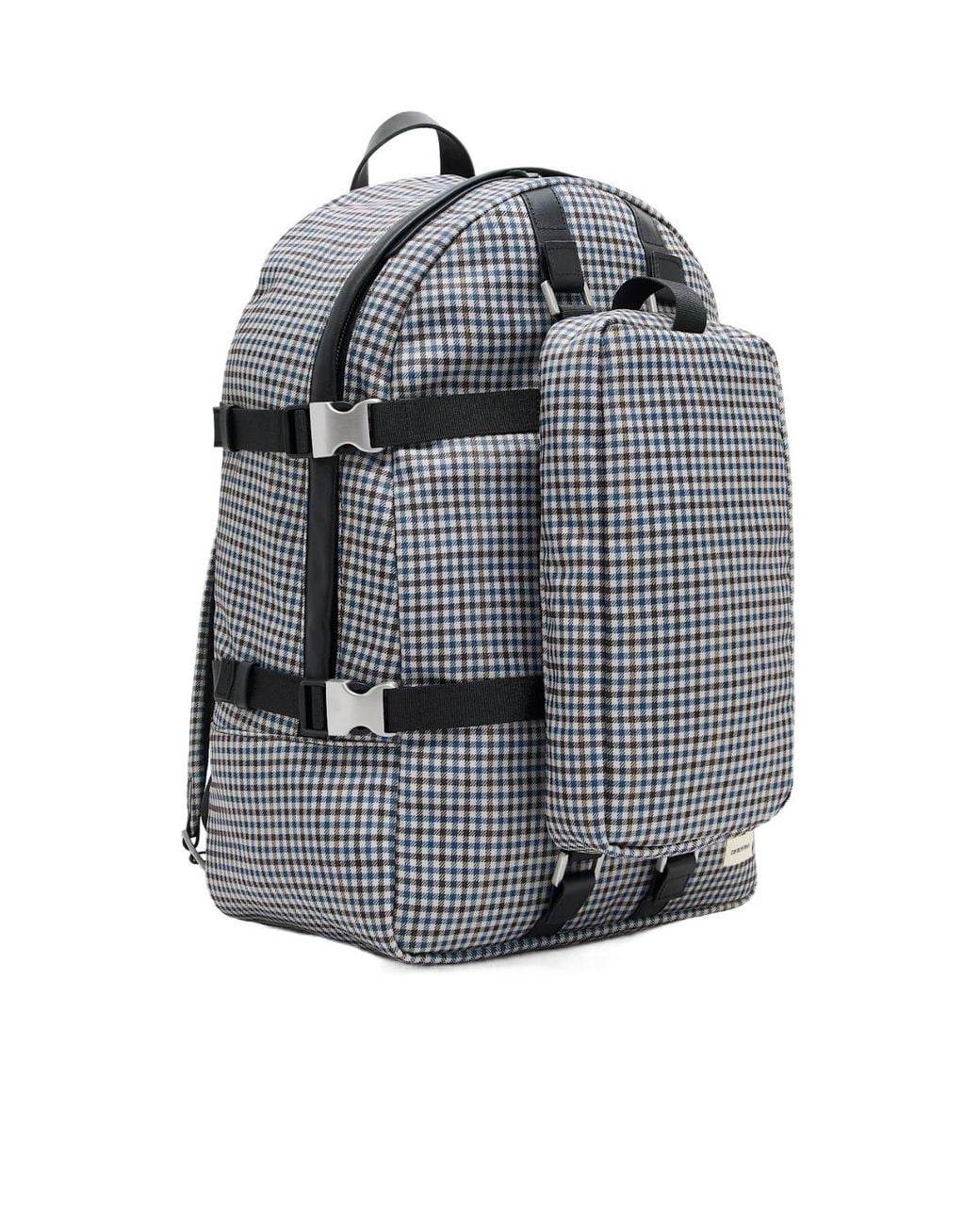Emporio Armani Gray Eagle Club Capsule Collection Checked Nylon Backpack for men