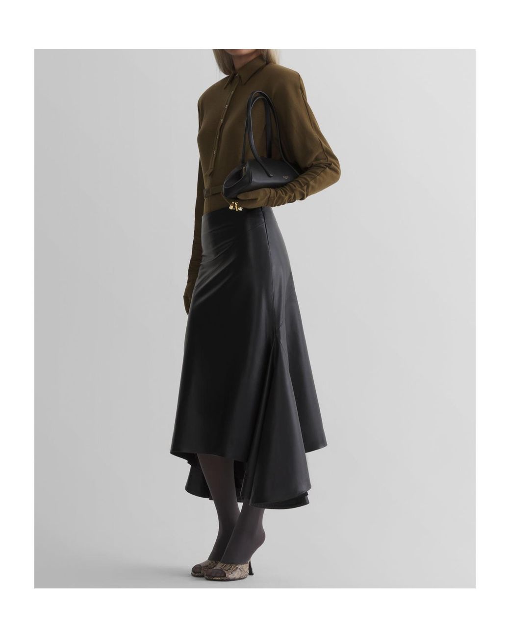 Mugler Brown Bat-Sleeve Polo Bodysuit