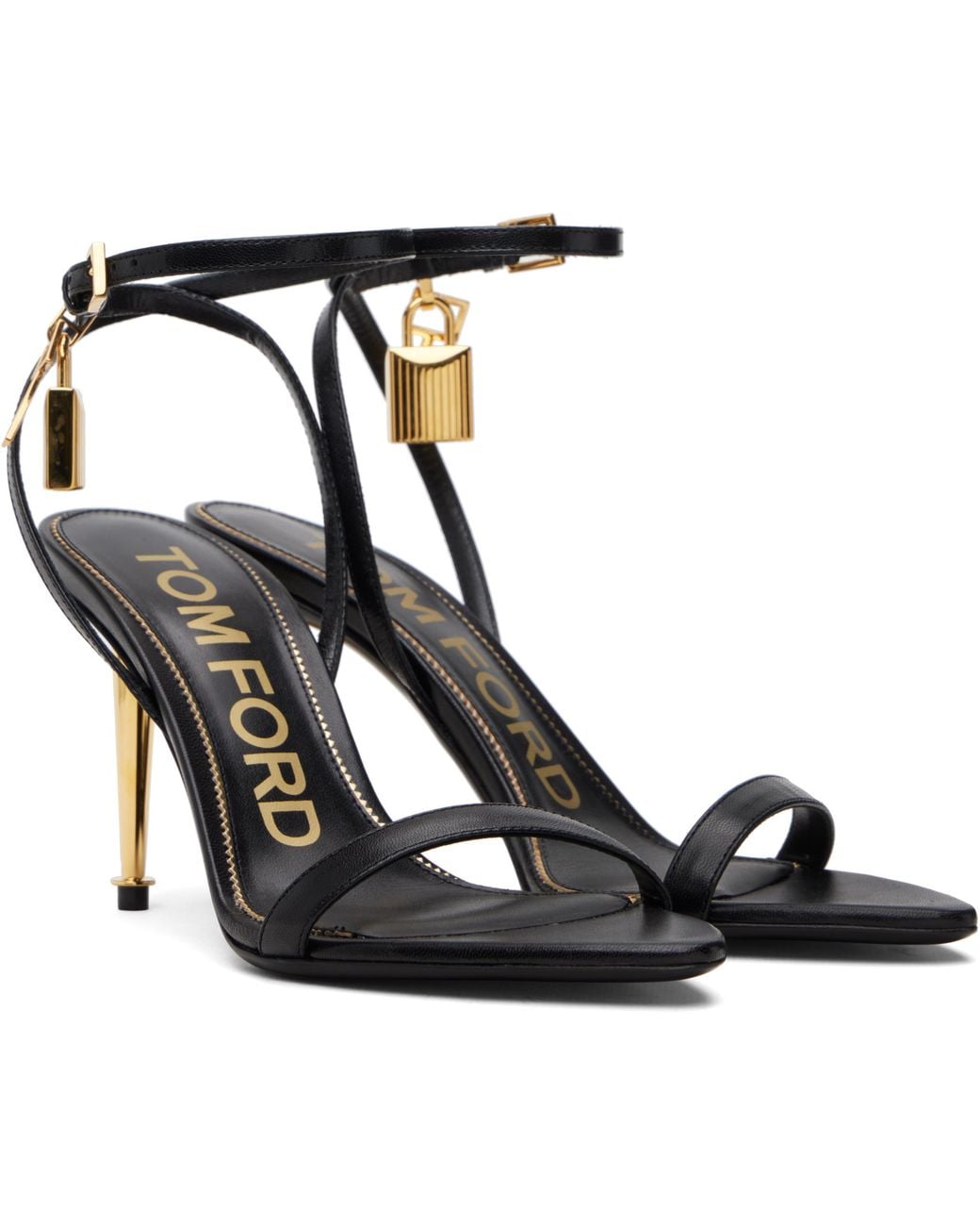 Tom Ford White Padlock Stiletto Heeled Sandals