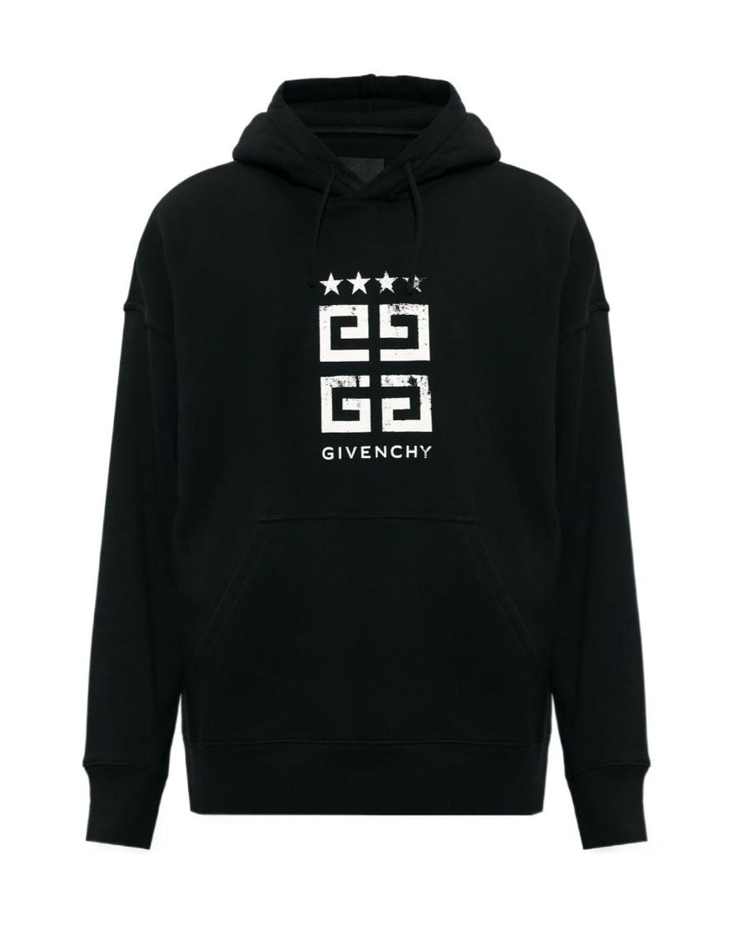Givenchy Black Logo Printed Drawstring Hoodie for men