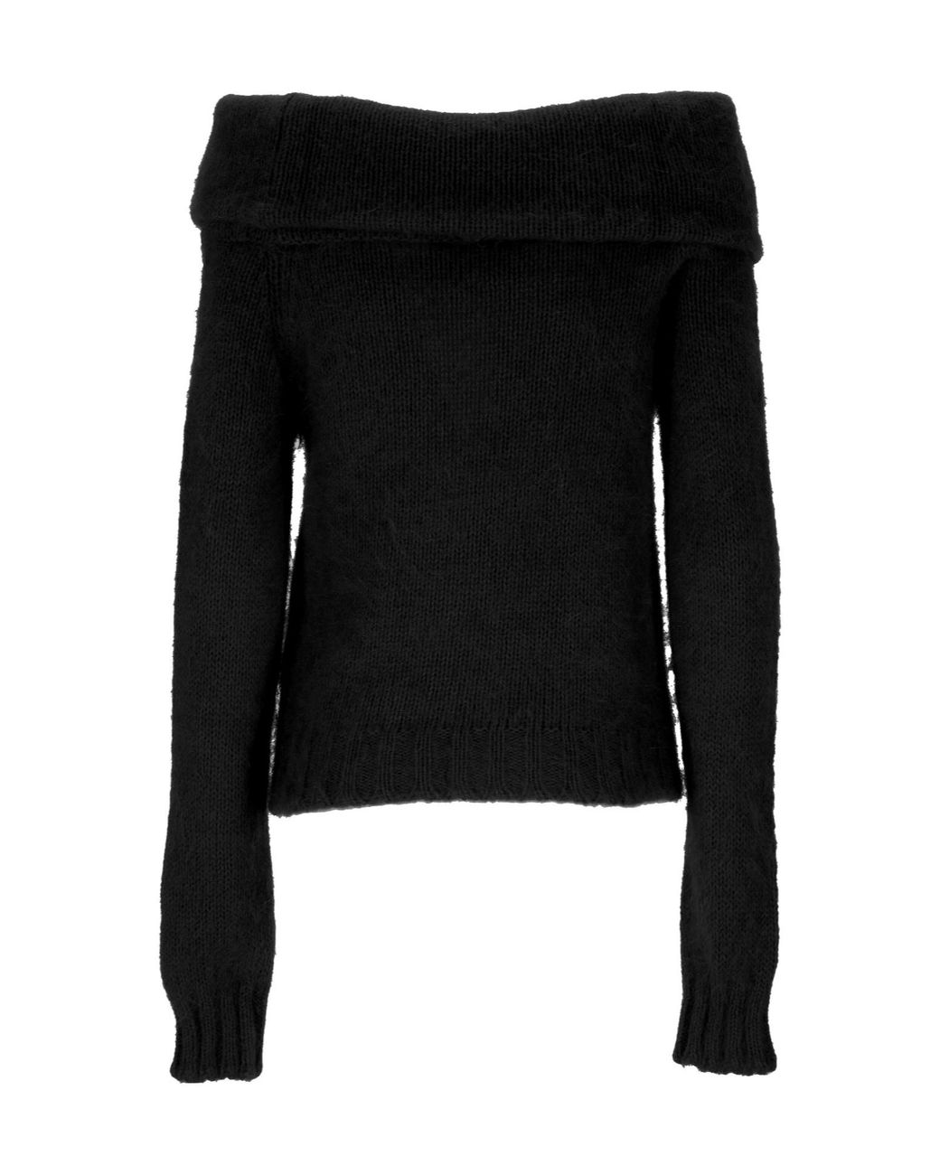 Blumarine Black Off-Shoulder Knitted Cropped Top