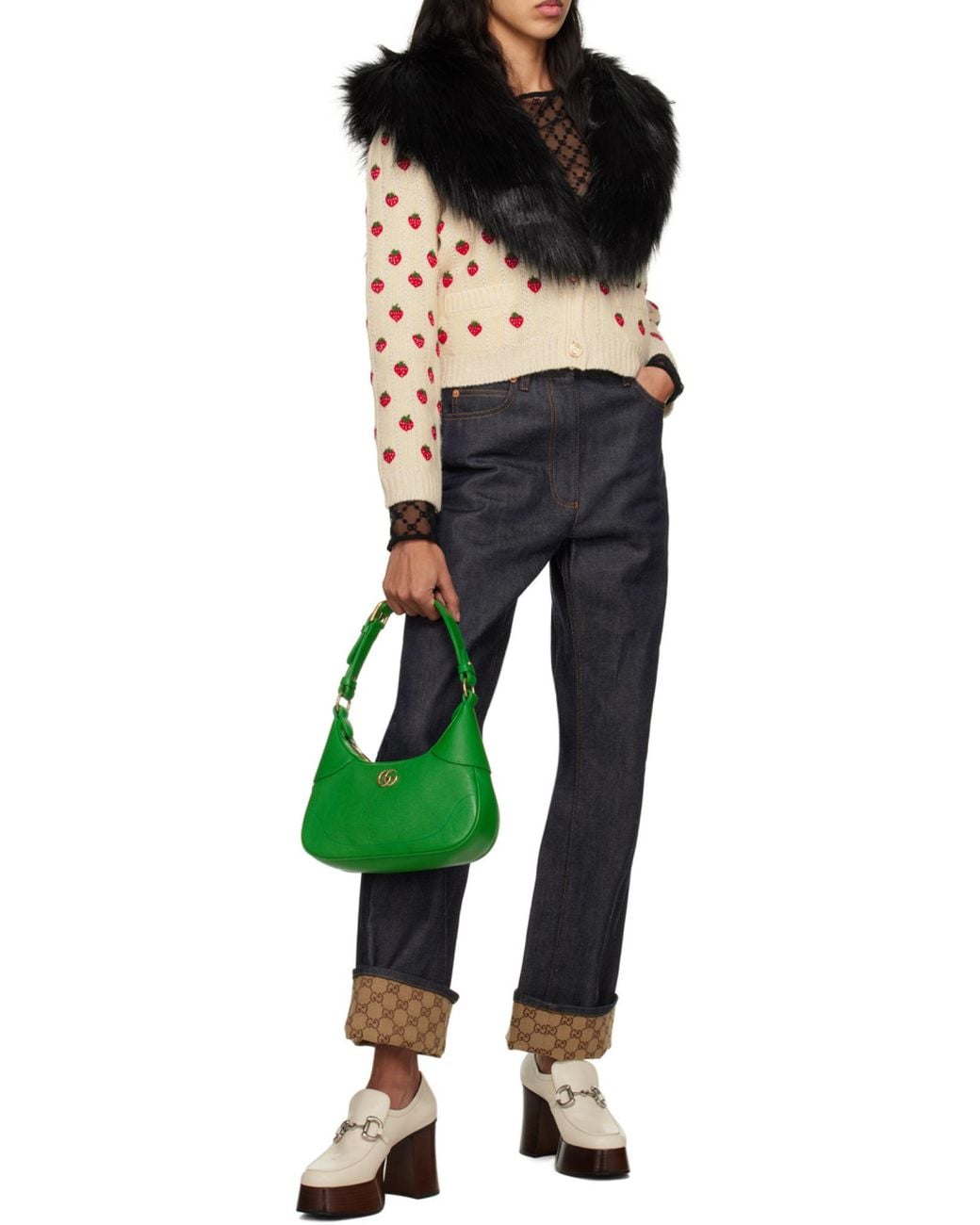 Gucci Green Logo Plaque Small Aphrodite Shoulder Bag