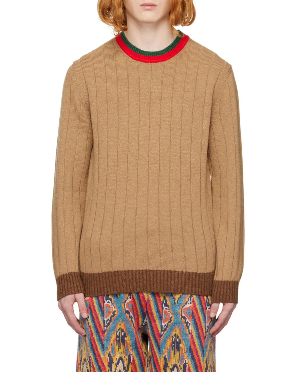 Gucci Natural Web Stripe-Neck Jumper for men