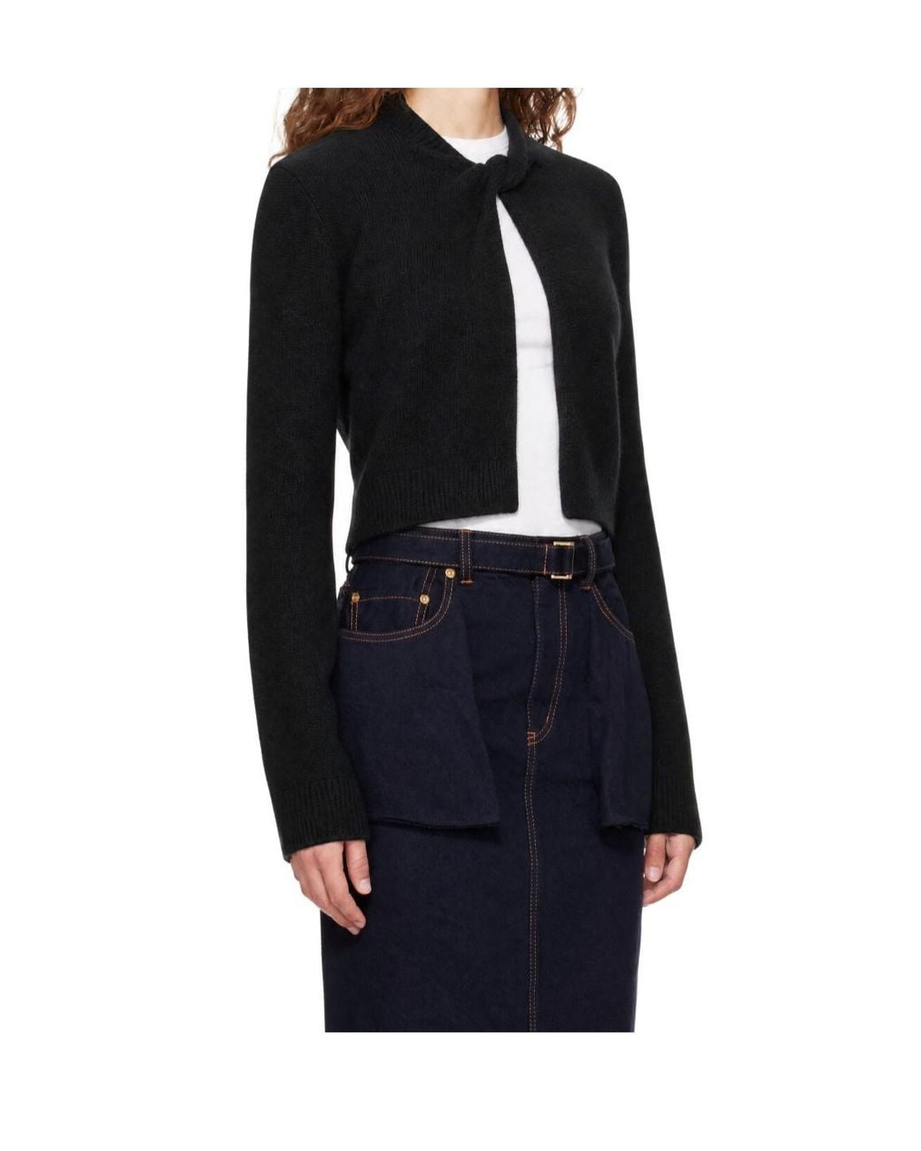 Wooyoungmi Black Knit Cardigan With Knot Detail