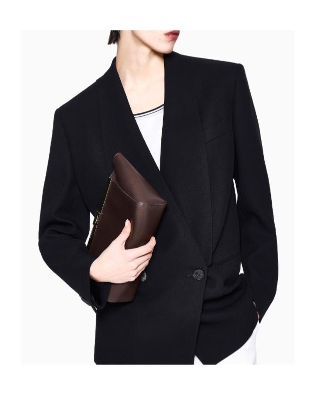 Giorgio Armani Blue Pleated-Back Double-Breasted Blazer