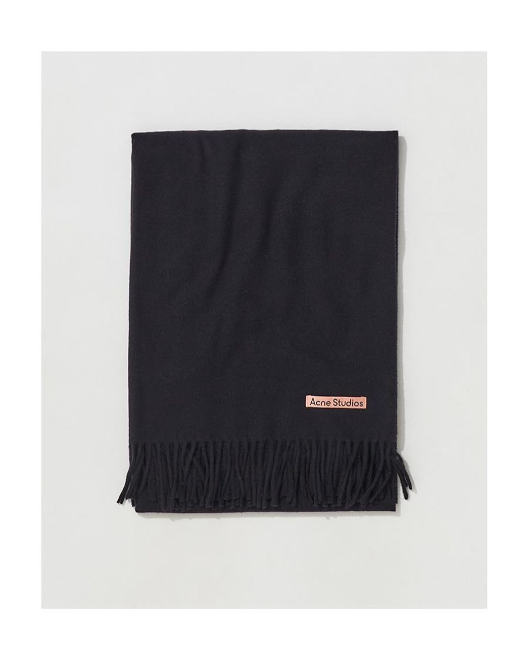 Acne Black Logo Patch Fringed-Edge Scarf for men