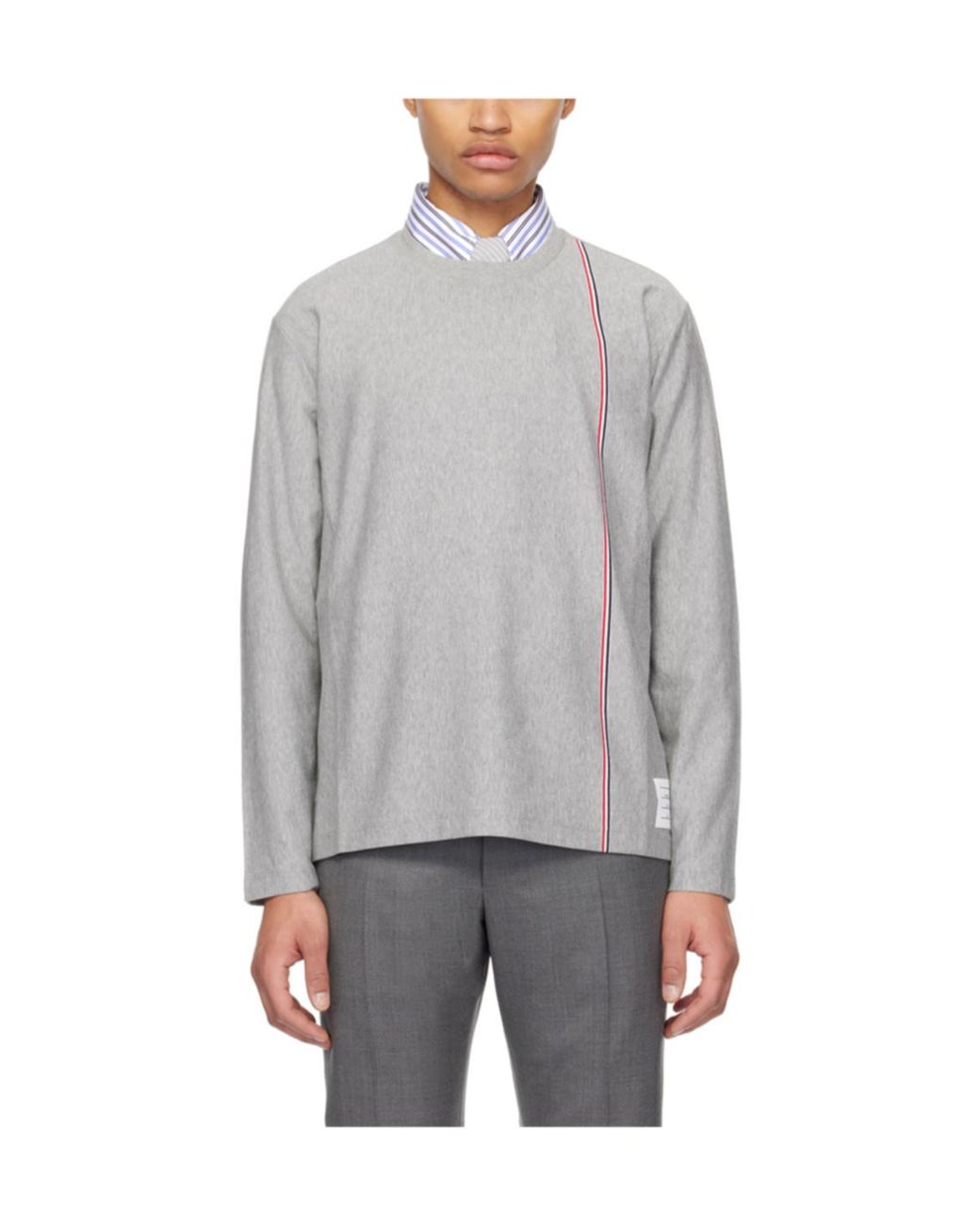 Thom Browne Gray Rwb Striped Long-Sleeved T-Shirt for men