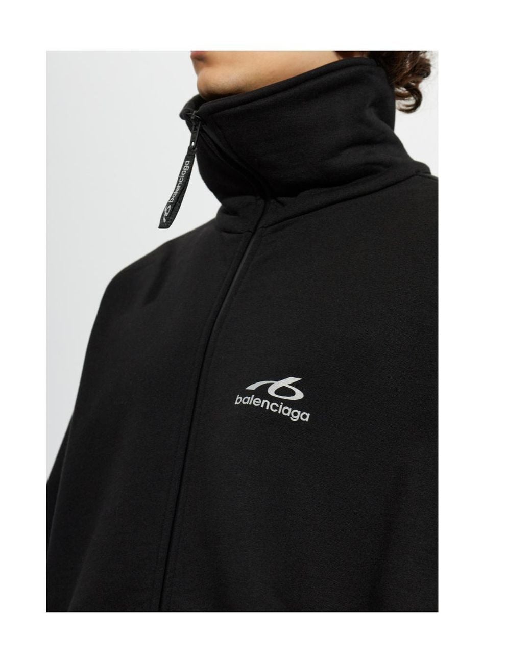 Balenciaga Black Long-Sleeve Zip-Up Sweatshirt for men