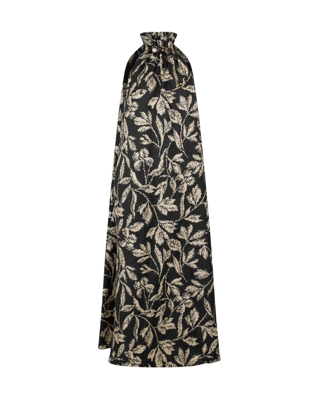 Max Mara White Plant-Print Sleeveless High-Neck Maxi Dress