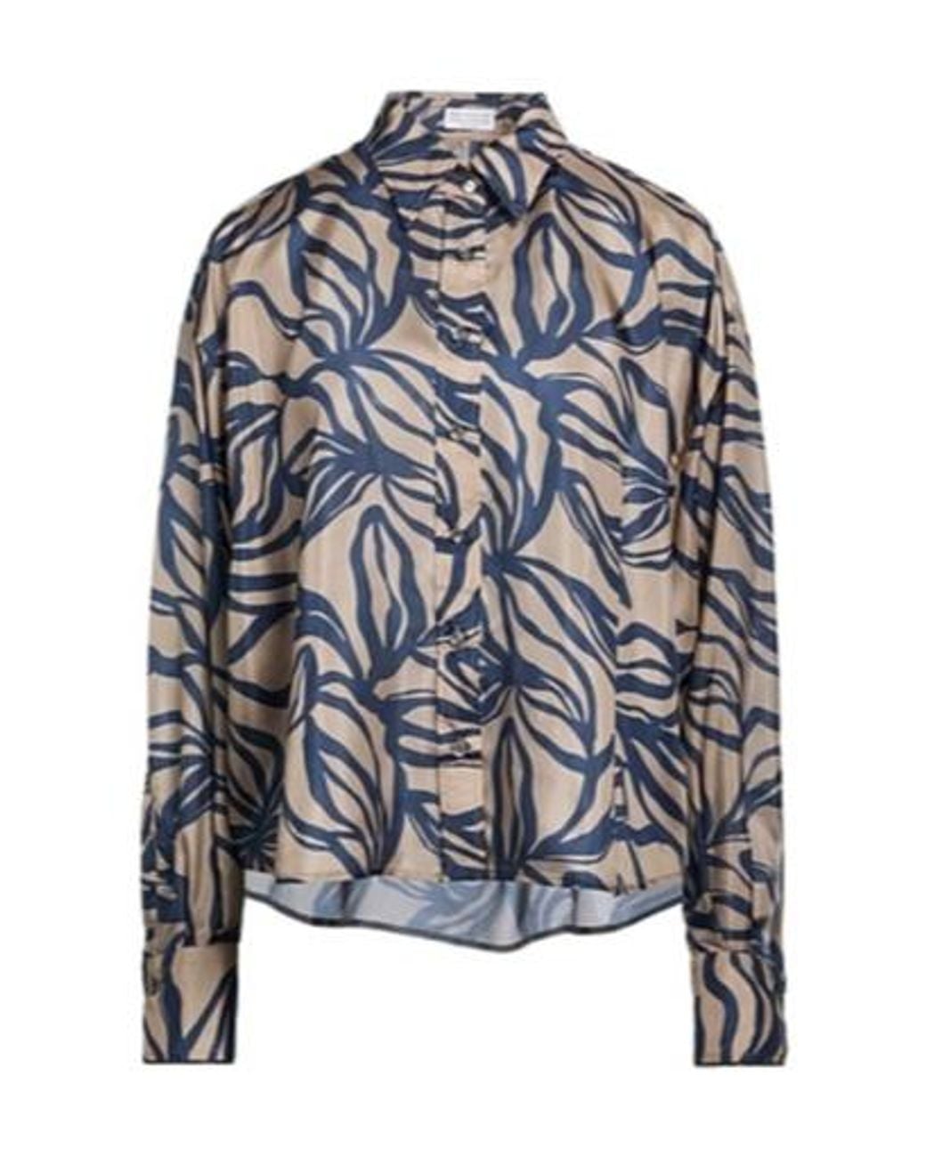 Brunello Cucinelli Blue Silk Shirts Blouses