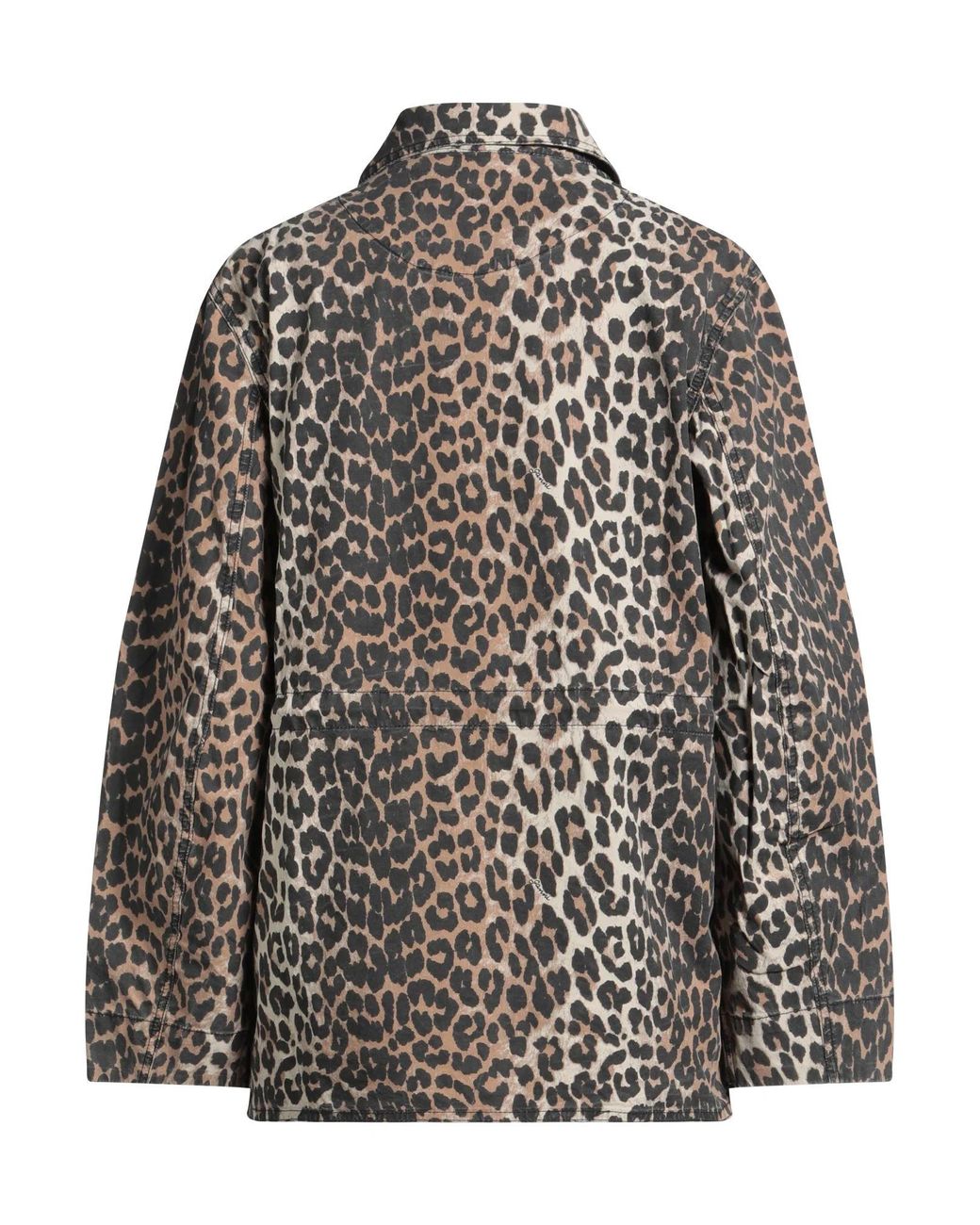 Ganni Gray Leopard Print Short Coat