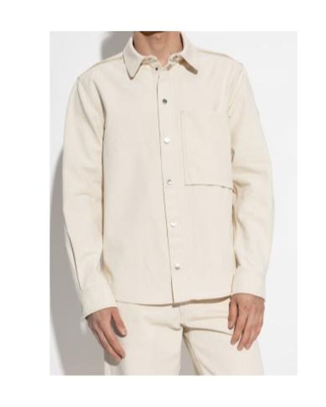 Moncler White Long-Sleeved Button-Up Shirt for men