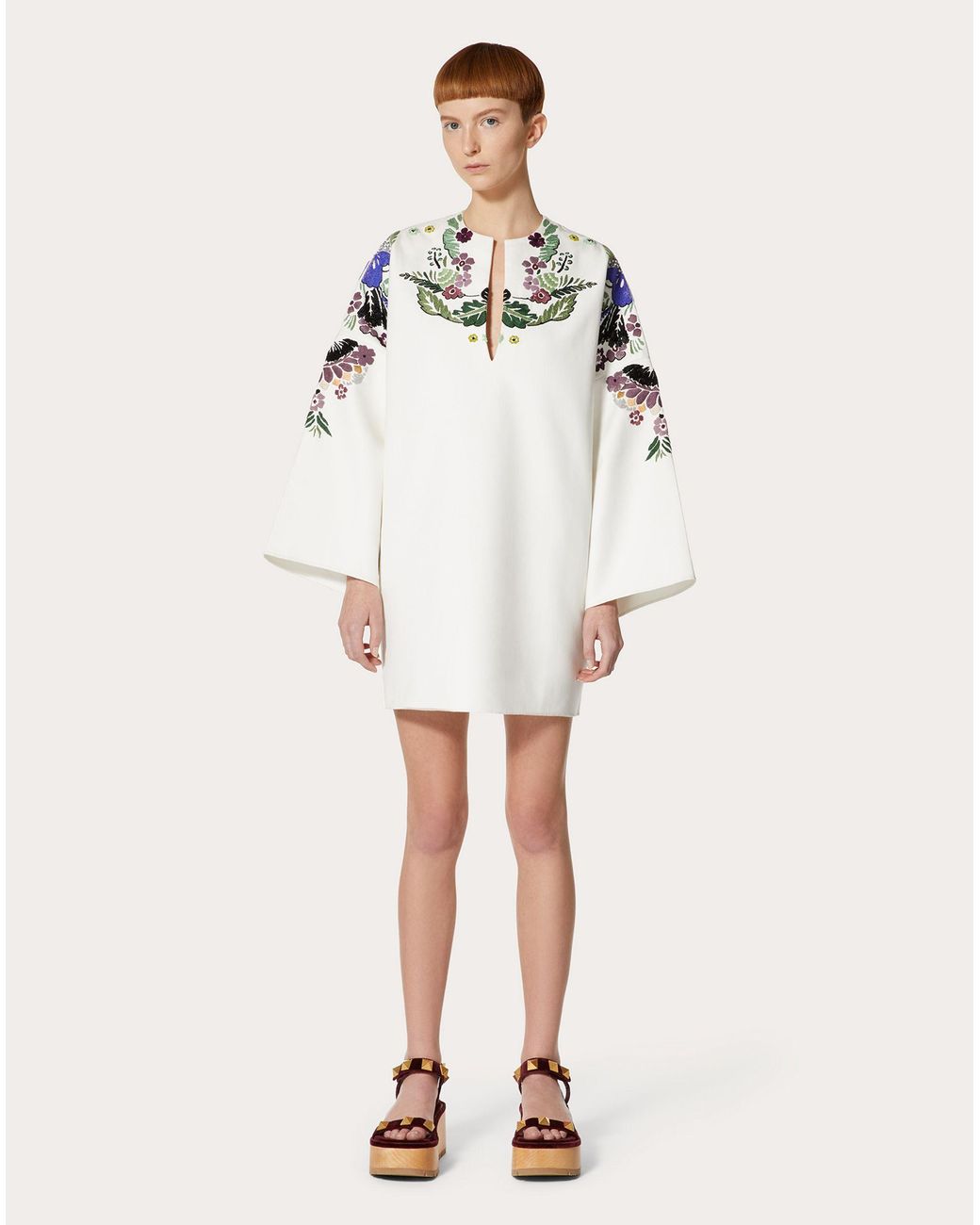 Valentino Gray Embroidery Cardin Dress