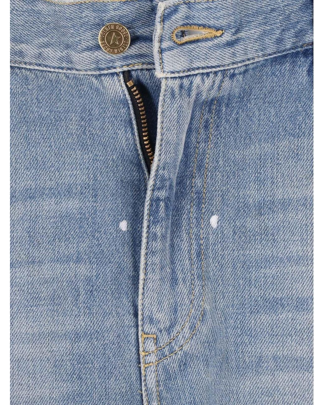 Golden Goose Deluxe Brand Blue Wide-Leg Distressed Jeans