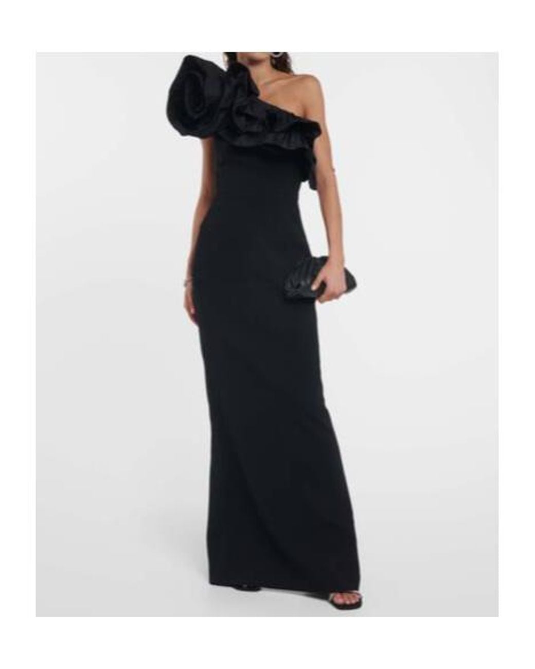 Rebecca Vallance Black Chloe One-Shoulder Gown