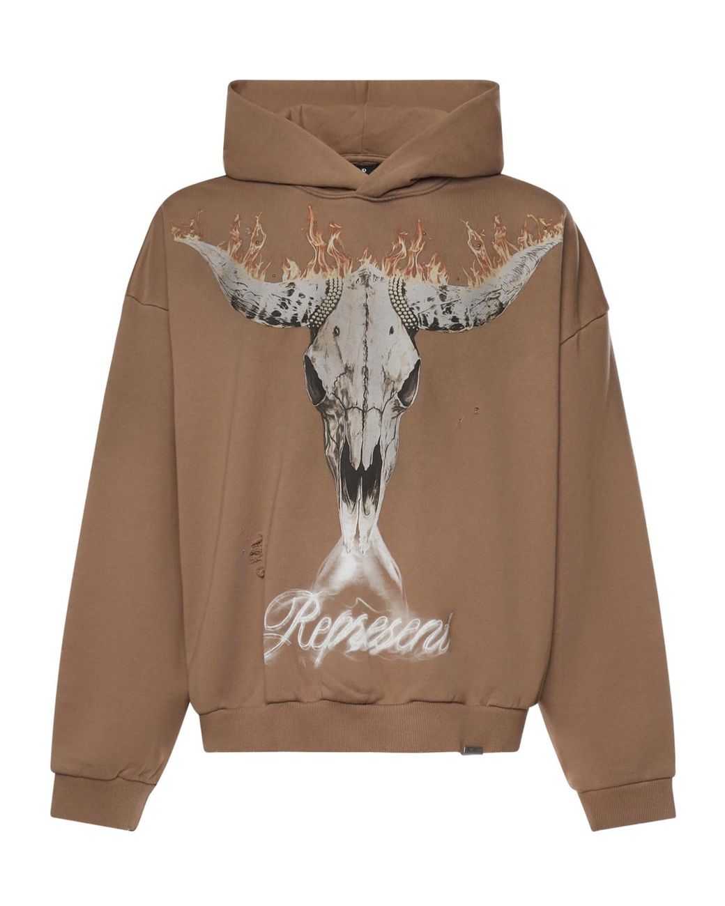 Represent Brown Graphic Oversized Hoodie for men