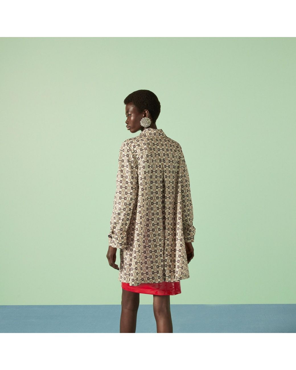 Gucci Metallic Graphic Printed Mid-Length Coat