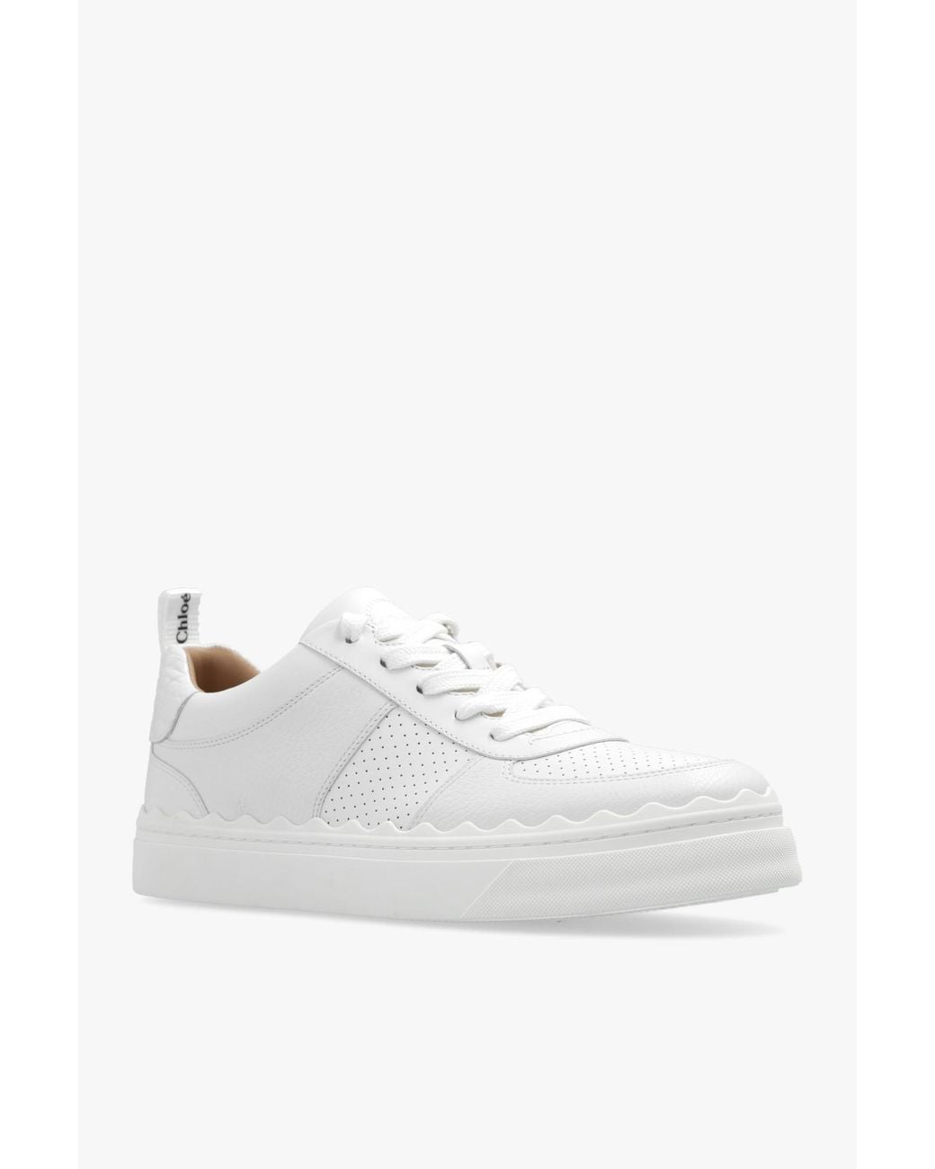 Chloé White Lace-Up Leather Sneakers