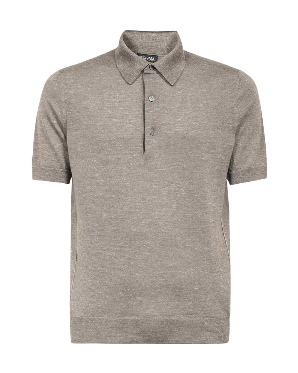 Zegna Gray Short-Sleeved Polo Shirt for men