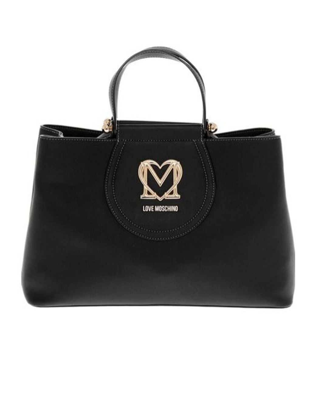 Moschino Black Logo-Plaque Tote Bag