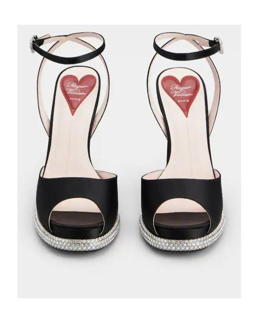 Roger Vivier Black Viv' Choc Strass Platform Sandals
