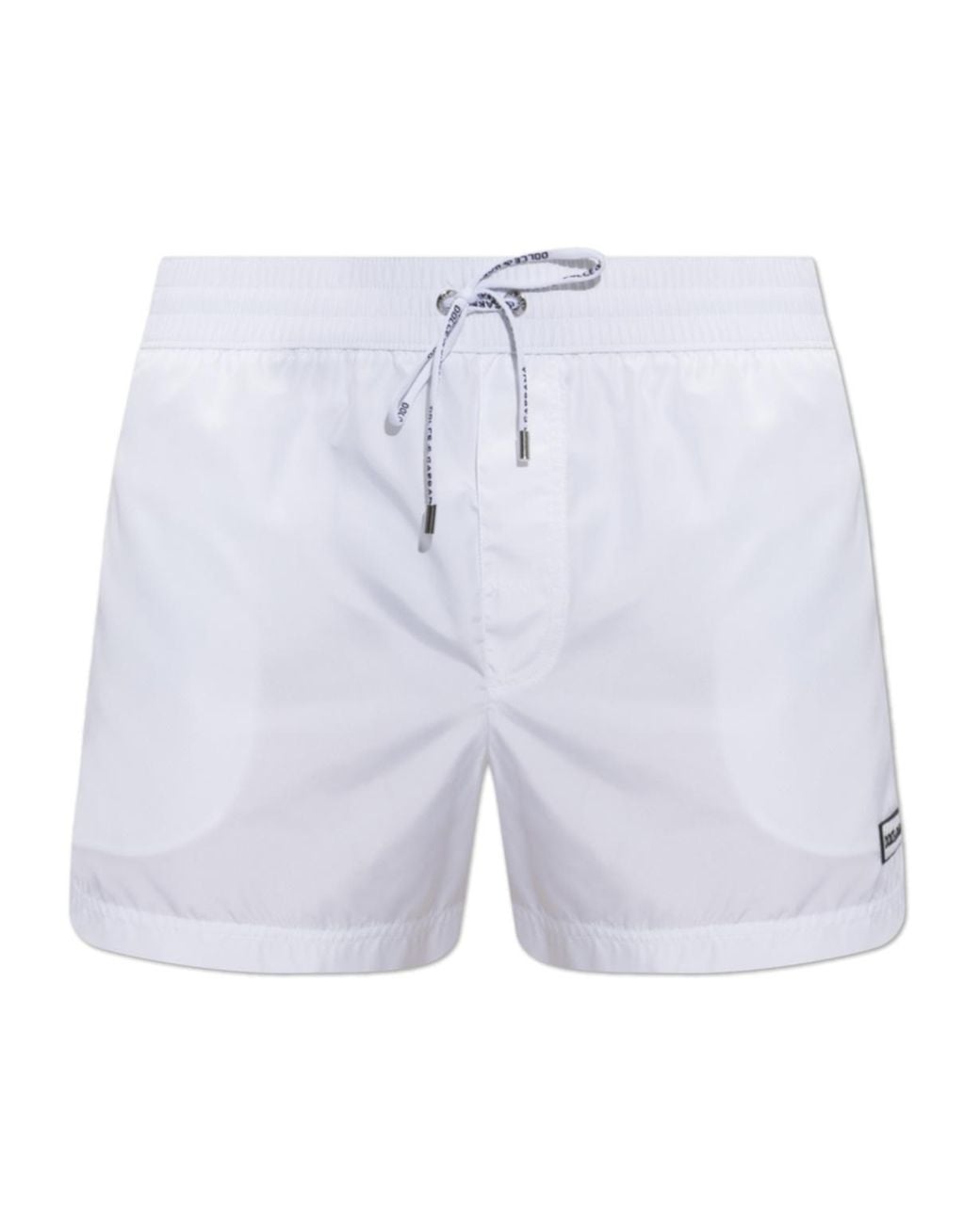 Dolce & Gabbana Blue Logo Patch Drawstring Swim Shorts for men