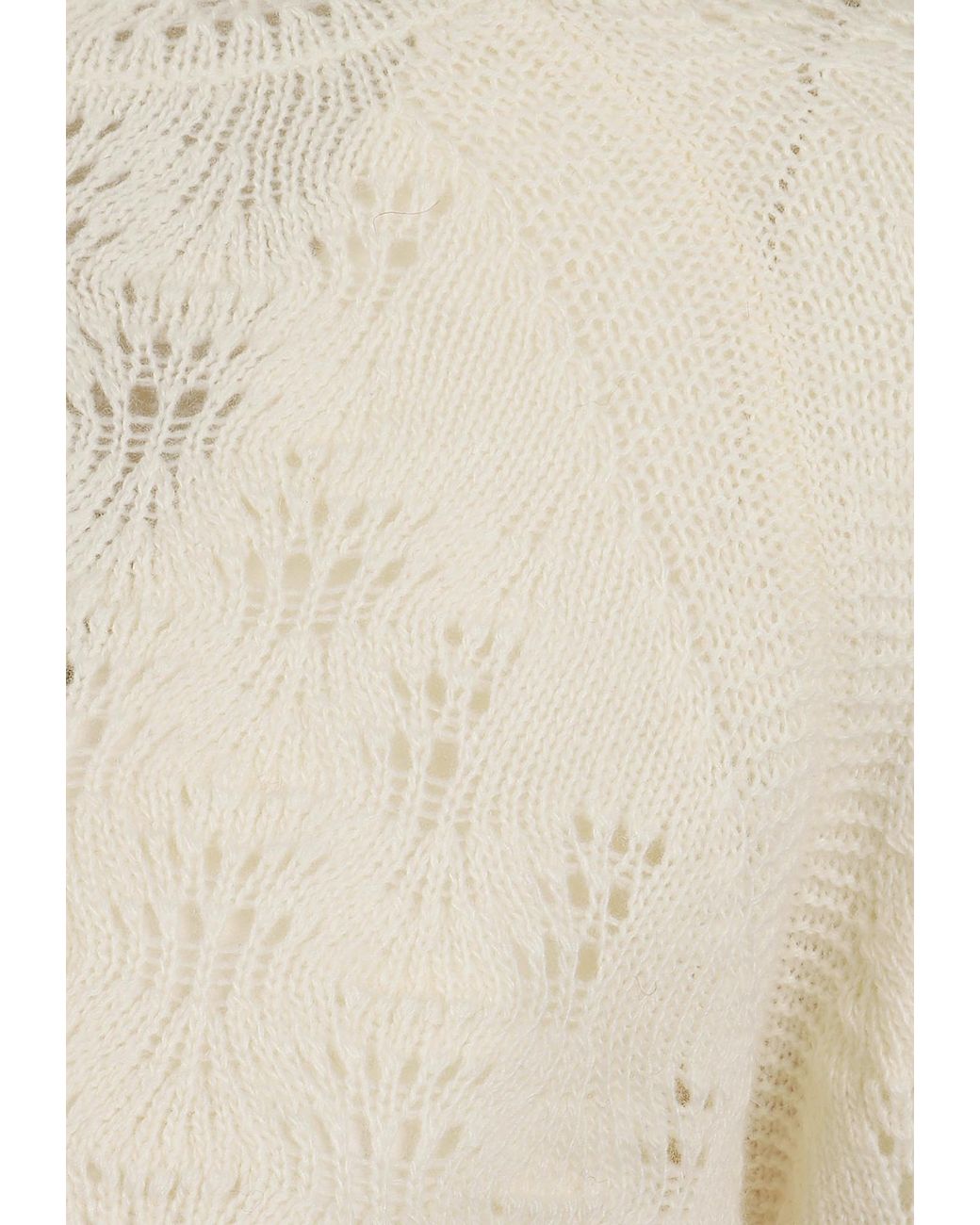 Ermanno Scervino White Pointelle High Neck Knitted Sweater