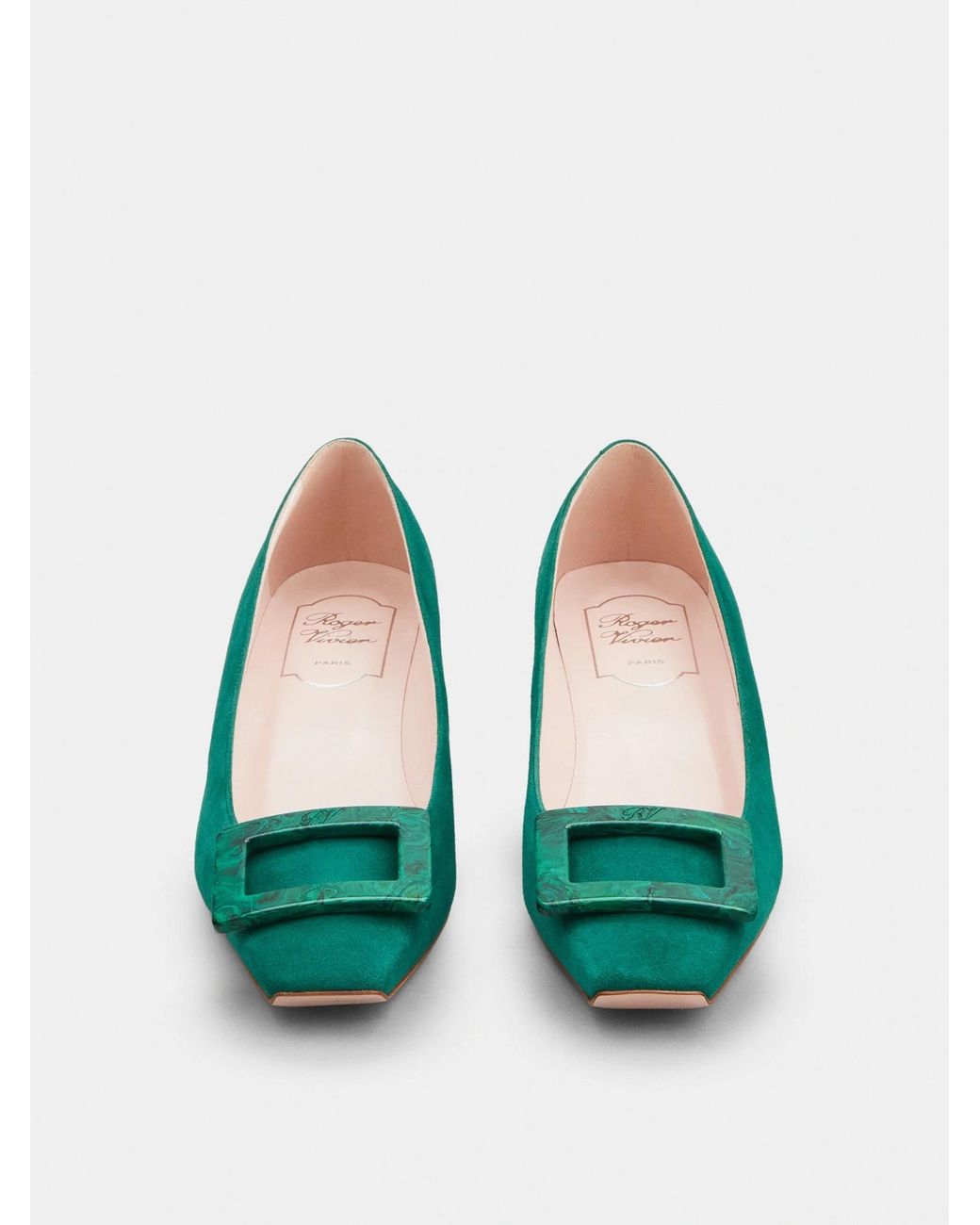 Roger Vivier Green Square Buckle High Heels