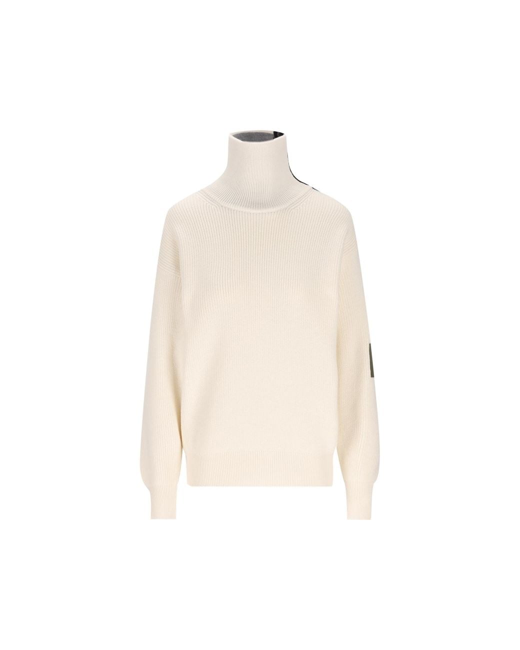 Loewe White Zip-Neck Patch Knitted Sweater