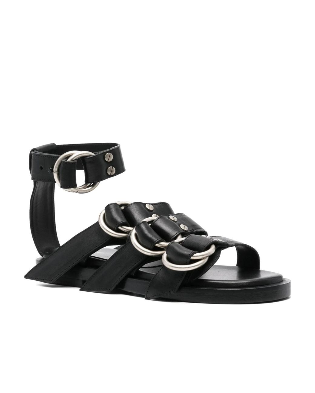 Ann Demeulemeester Black Leather Sandals